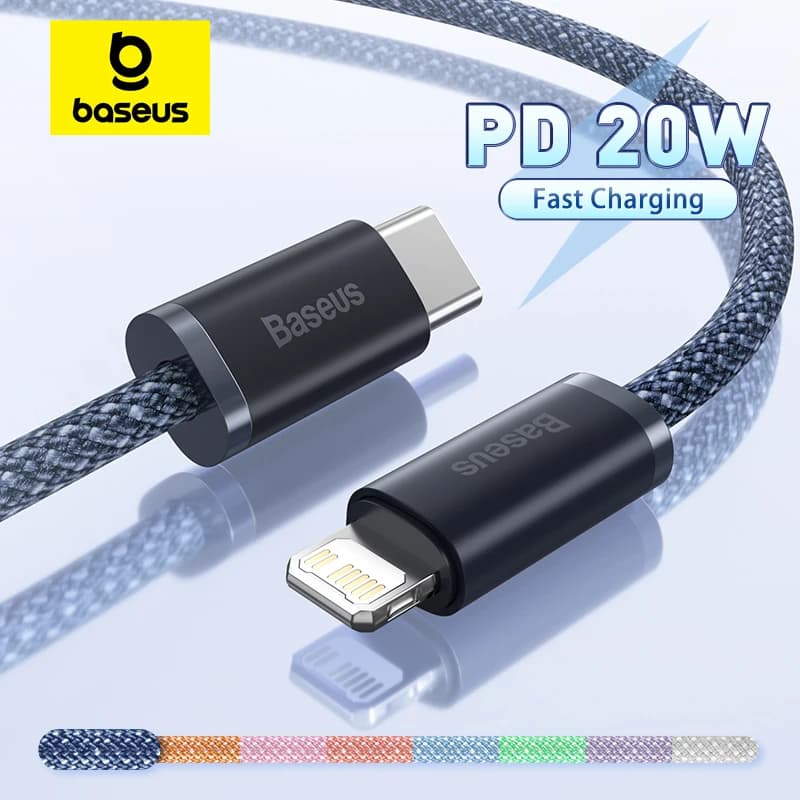 كابل Baseus USB C لهواتف IPhone 14 و13 و12 و11 Pro Max وXS، كابل شحن سريع 20 واط، Type C إلى Lightning، متوافق مع iPad وMacbook