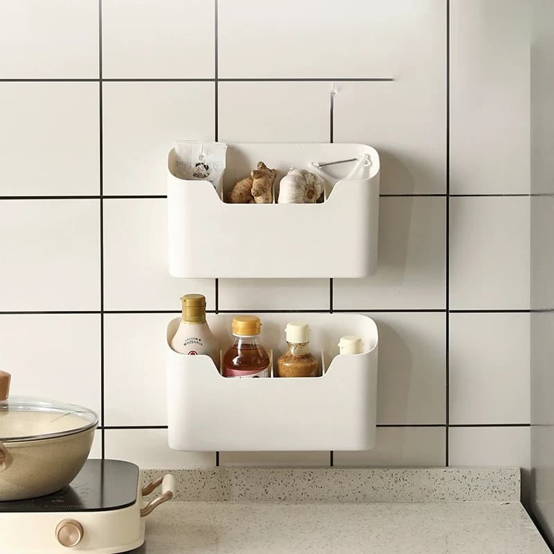 Kitchen Wall-mounted Adhesive Storage Rack Multifunctional Cabinet Door Storage Box Under Sink Drawer Shelf Bathroom Organizer - 2