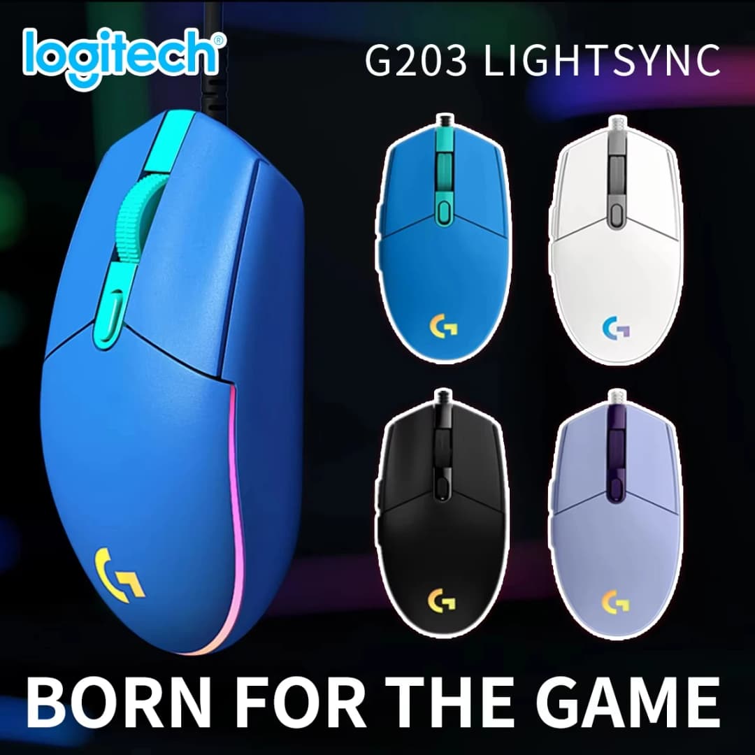 ماوس الألعاب السلكي Logitech G203 LIGHTSYNC مع إضاءة RGB قابلة للتخصيص ومستشعر عالي الدقة 8000 DPI للكمبيوتر الشخصي والمحمول - 2
