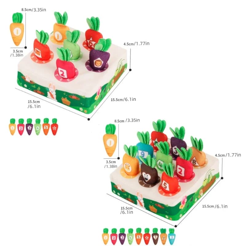 لعبة حصاد الجزر للأطفال من القطن على طريقة مونتيسوري، لعبة مطابقة وتصنيف الأشكال والألوان، أحجية تعرف على الأشكال للأطفال من 0 إلى 3 سنوات - 6