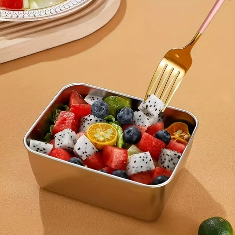 مجموعة حاويات تخزين الطعام من الفولاذ المقاوم للصدأ مكونة من 5 قطع - صناديق غداء محكمة الغلق خالية من مادة BPA لإعداد الوجبات والتخييم والمكتب وآمنة للاستخدام في غسالة الأطباق - 5