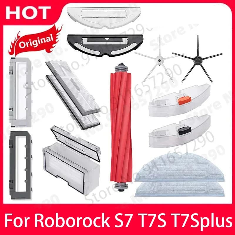 Original Roborock S7 S75 S7 Plus Pallet Parts Mop White/Black Side Brush Main Brush/Roll Brush Filter Water Tank Accessorie