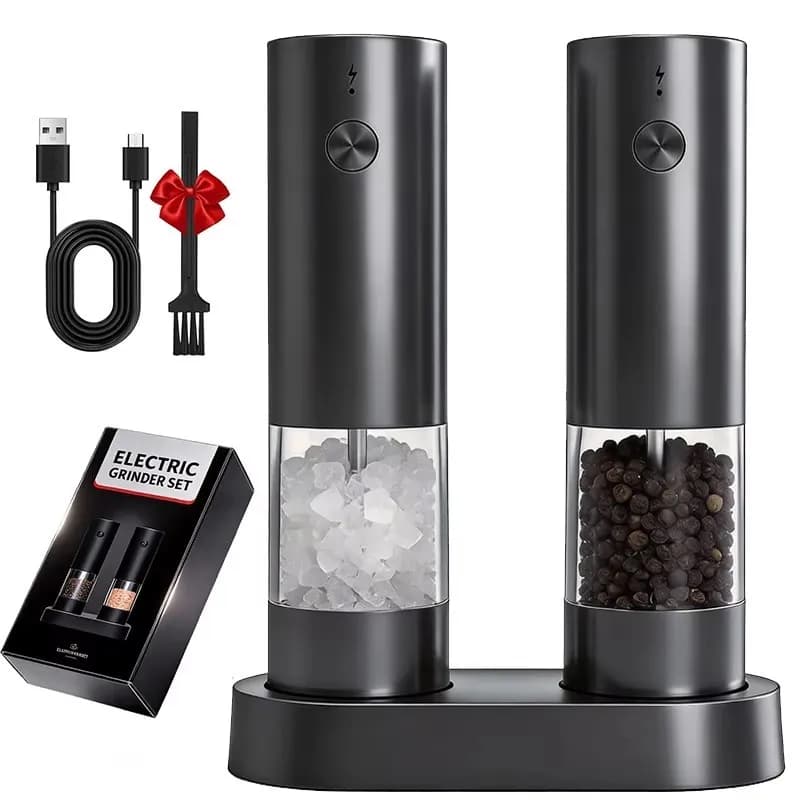 1pc/2pcs MINI USB Rechargeable Automatic Pepper Grinder Adjustable Coarseness Salt And Pepper Mill for Kitchen Spice Grinder