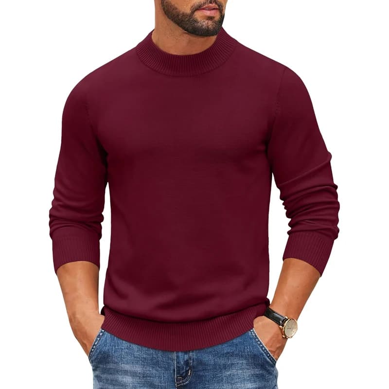 Men's Mock Turtleneck Ribbed Knit Pullover Sweater Casual Heavyweight Slim Fit Dress Sweater Warm Jumper Thermal Streetwear - 5