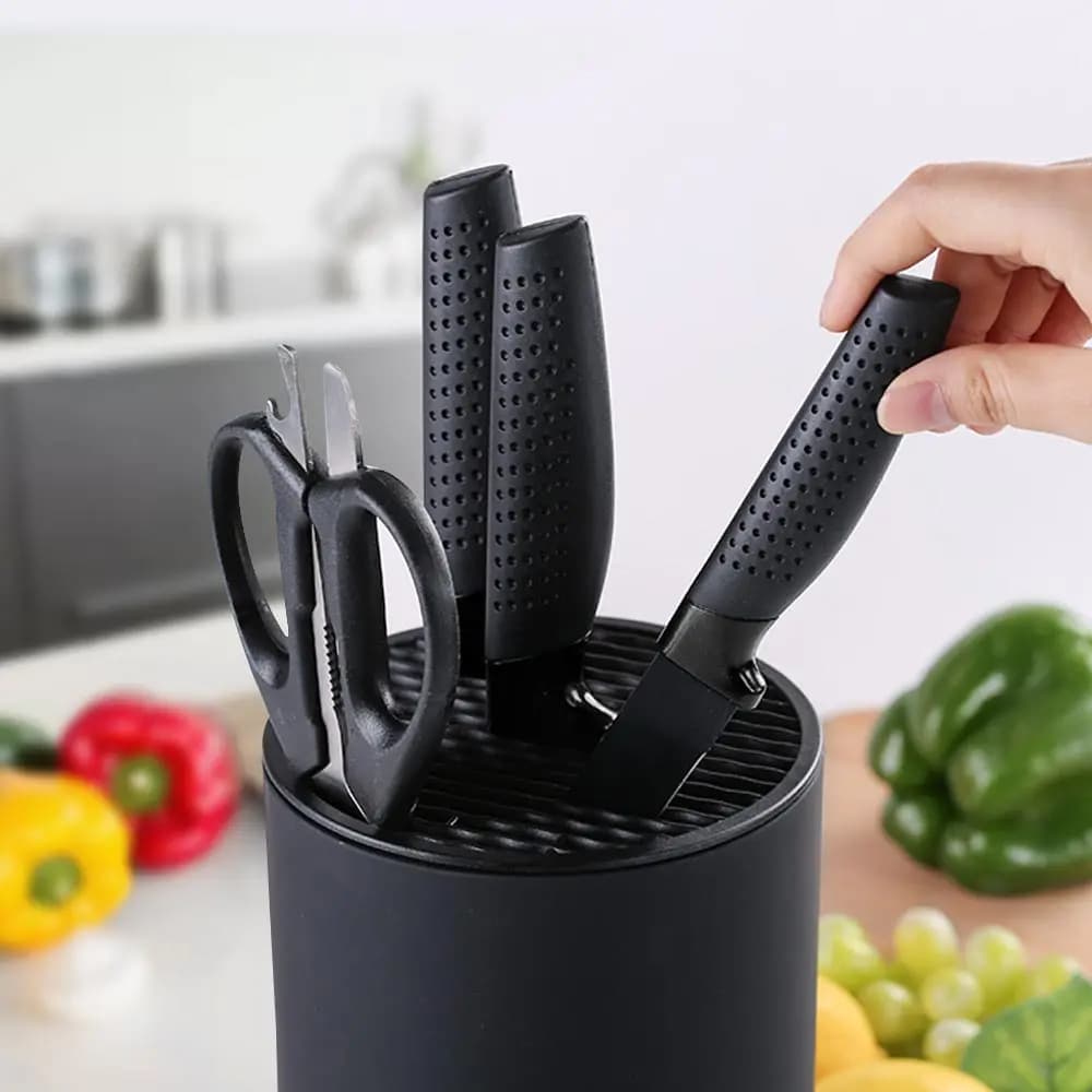 Knife holder Multi-Function Utensil stand Knife Block PP Flatware Drainer Storage Box Spoon Fork Kitchen Organizer Rack - 4