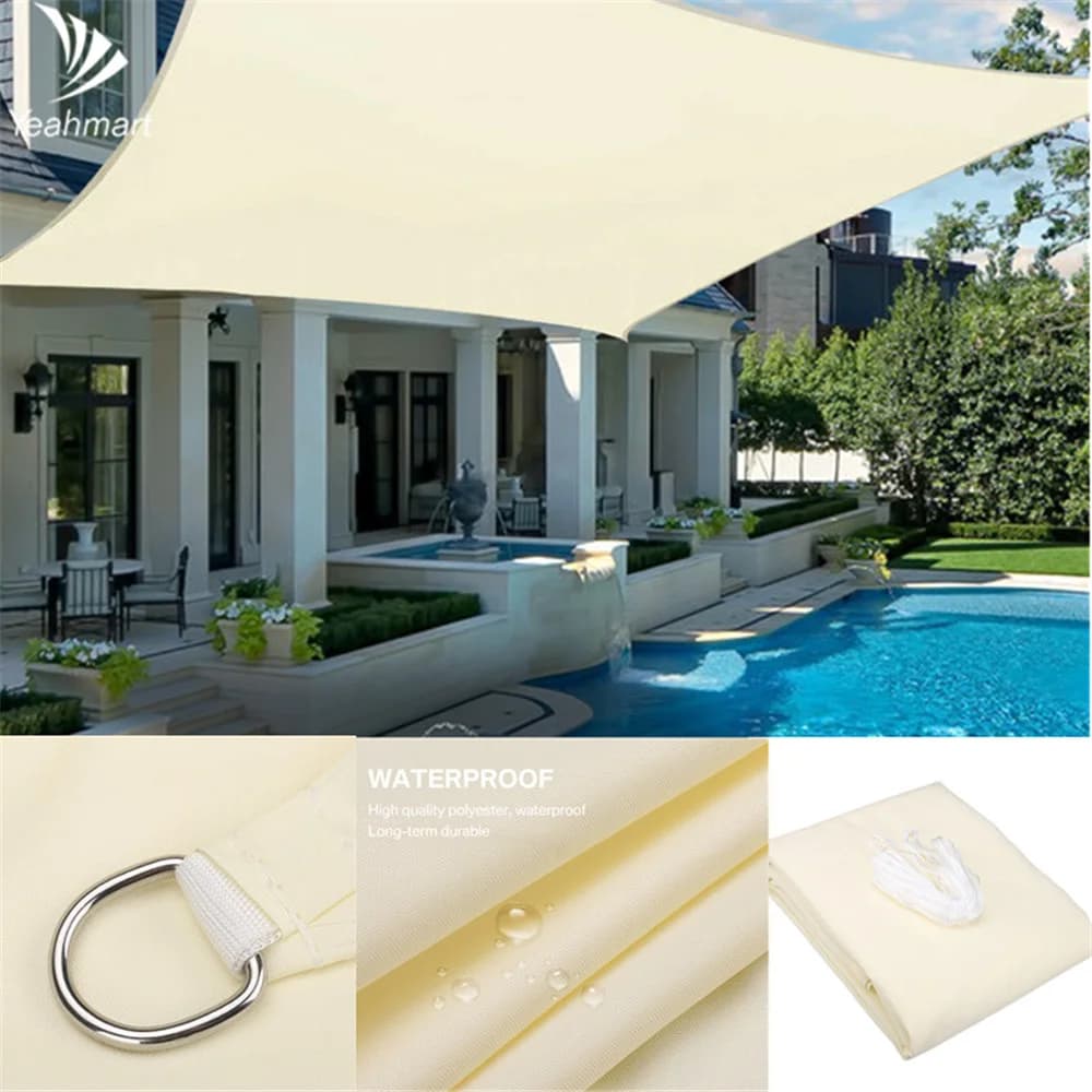 2x3M Rtractable Vehicle Awning with Tent Poles Portable Waterproof Canopy Tarp Car Shelter for Truck Jeep SUV Van Camping Tent - 4