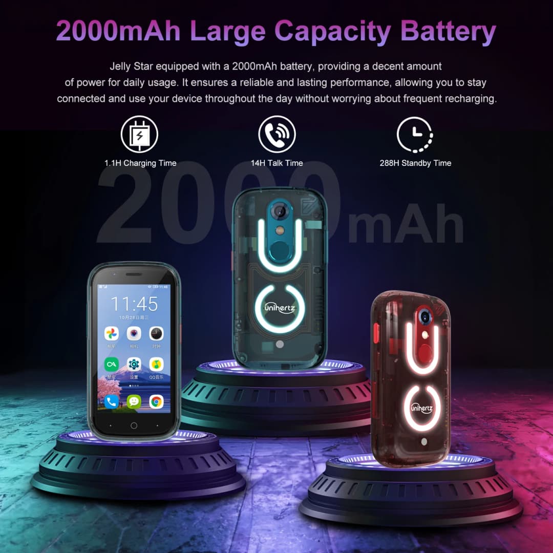 Unihertz Jelly Star Mini Smartphone Android 13 8GB 256GB Led Light Unlocked Transparent Backshell Cellphones 48MP 3 inch Phone - 4