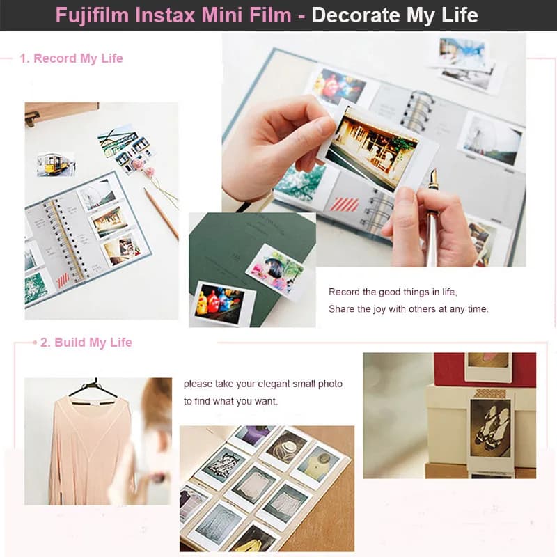 Fujifilm Instax Mini Film 10-50 Sheets Exposures Papers Color Design for Fuji Instax mini 12 Film Camera mini 11/40/9/8/7/70/90 - 2