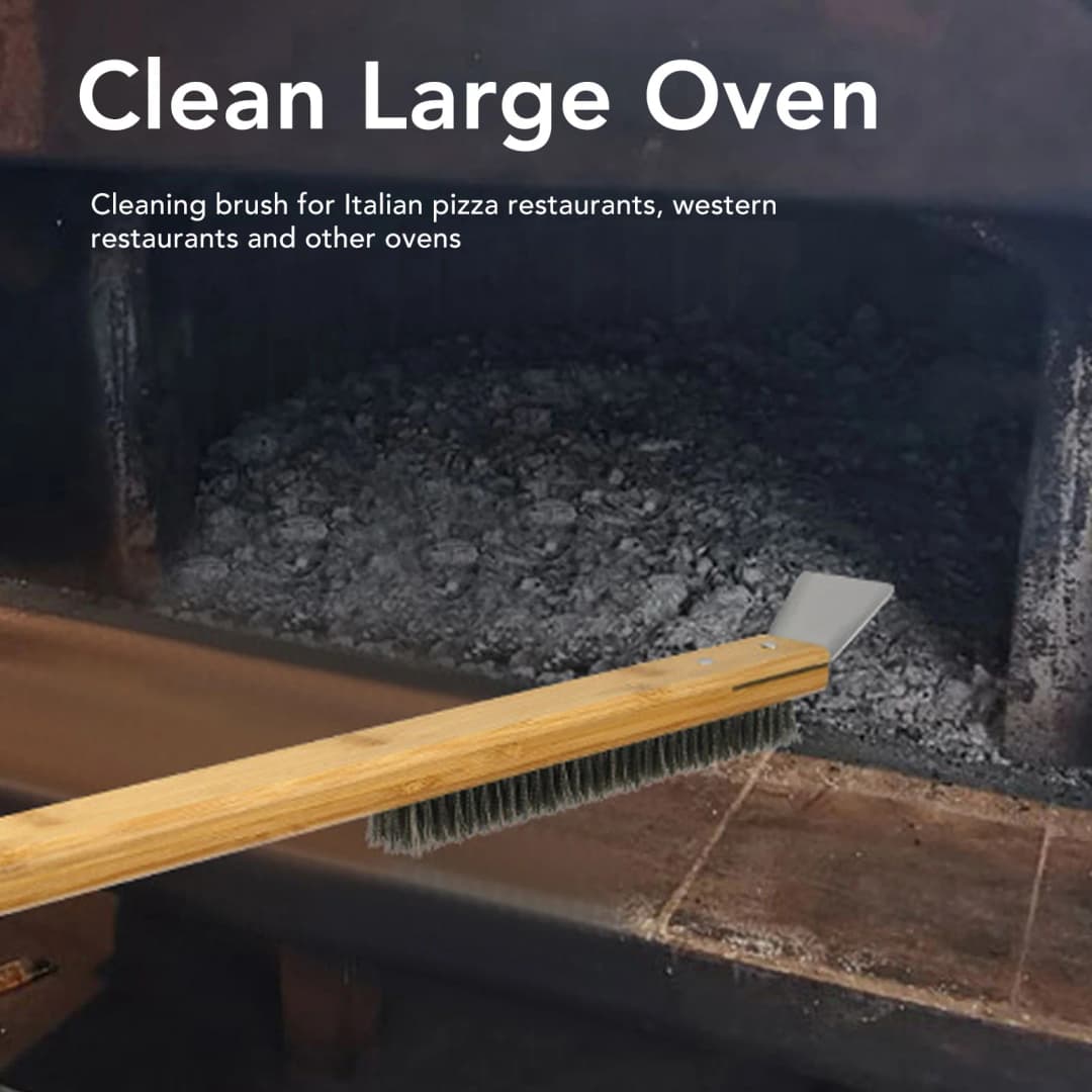 فرشاة تنظيف فرن البيتزا مع أداة تنظيف الفرن المكشطة، أسلاك الفولاذ المقاوم للصدأ مع معالجة خاصة ليس من السهل الخروج - 6