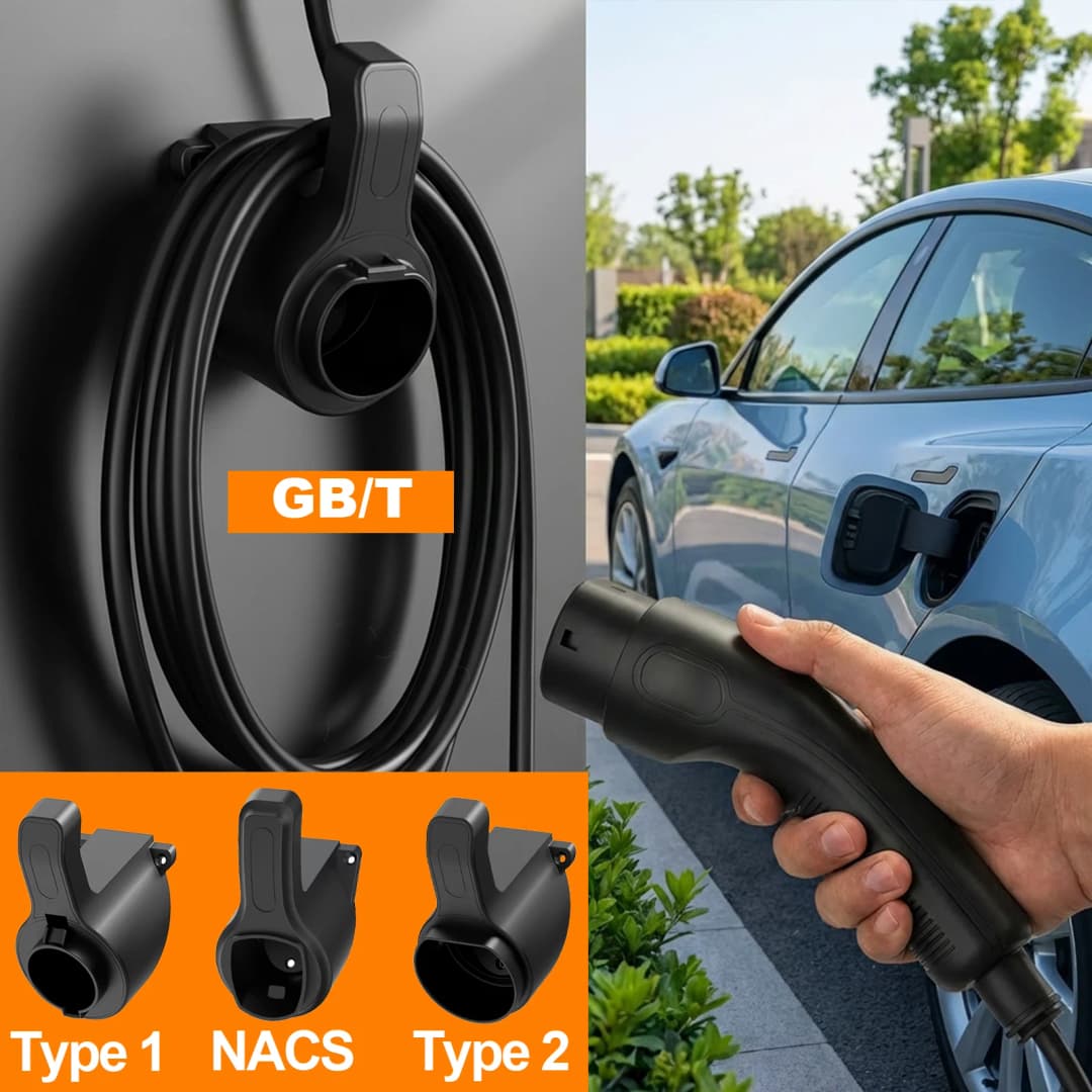 حامل شاحن محمول للسيارات الكهربائية - لسيارات TESLA Nacs Type 1 Type2 GB/T حامل جداري لشاحن السيارة، حامل كابل شحن السيارة