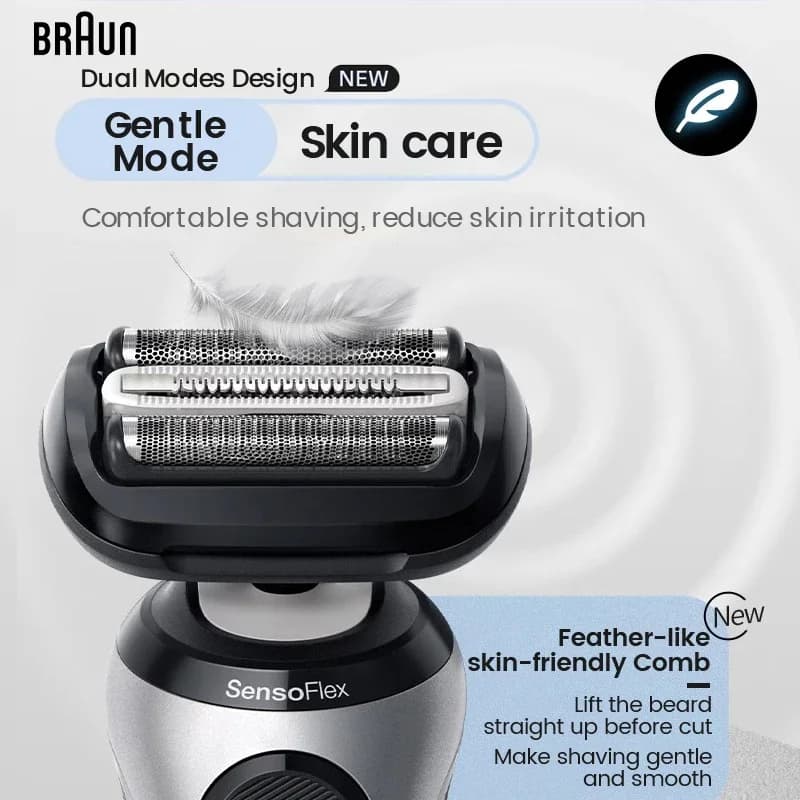 Braun Series 6 Pro Electric Shaver 62-S1200s for Men Wet and Dry Razor Turbo Gentle Shaving Modes with Precision Trimmer Pouch - 4