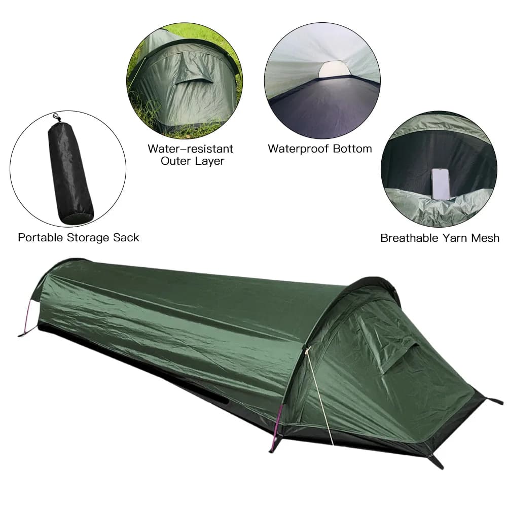 Backpacking Tent Outdoor Hiking Camping Sleeping Bag Tent Waterproof Lightweight Single Person Tent - 6