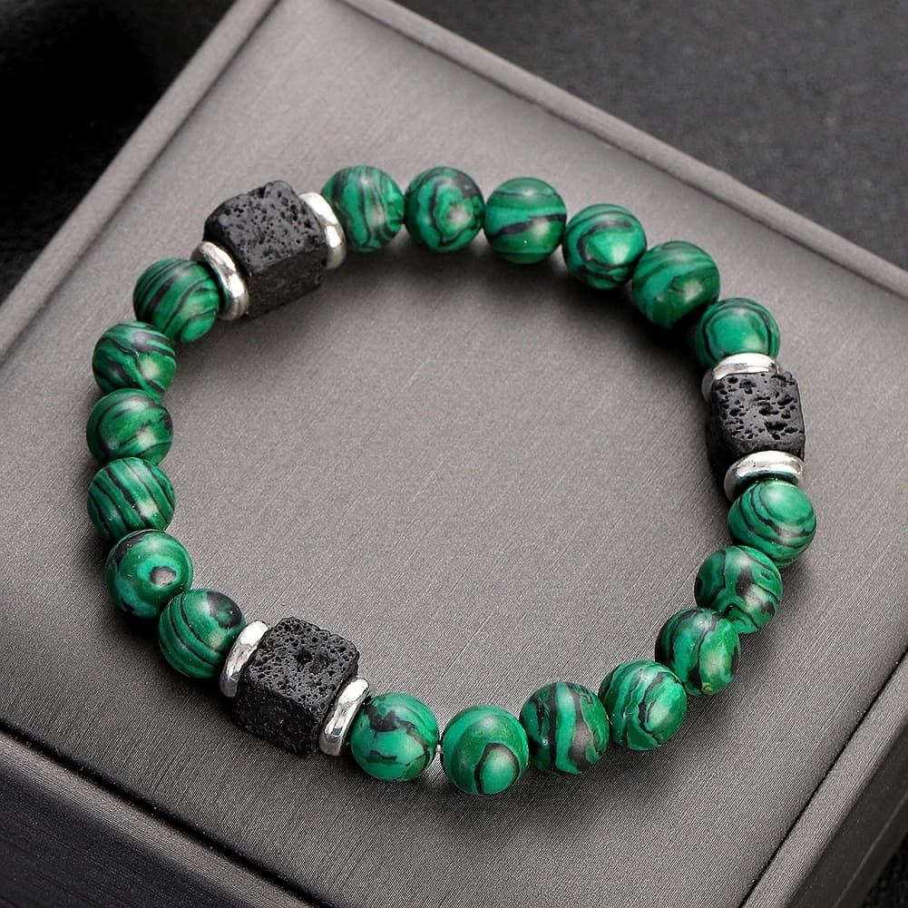 Classic Malachite Bracelets Men Jewelry Healing Lava Beads Bracelet Pulsera Diabetes Relief Bracelet Women - 2