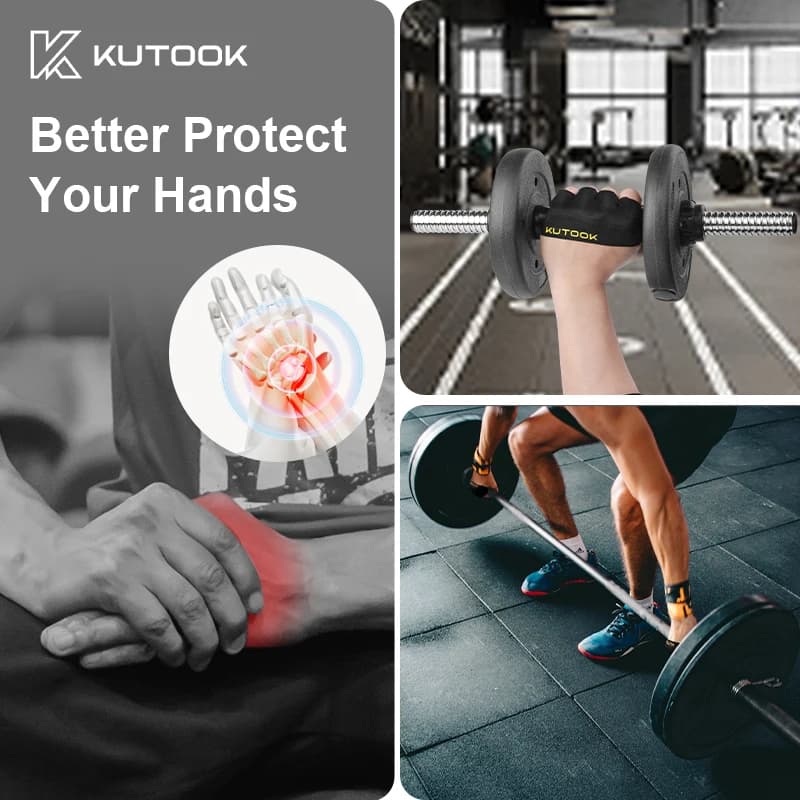 KUTOOK Men's And Women's Fitness Four Fingers Gloves Breathable Anti-slip Shock Absorption Yoga Dumbbell Cycling Sports Gloves - 6
