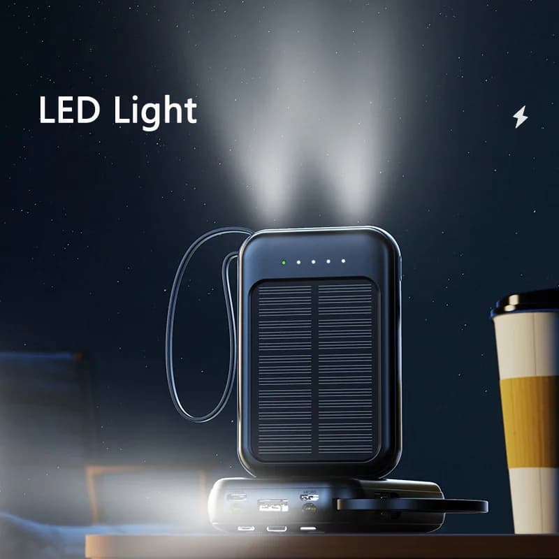 Lenovo 500000mAh Solar Power Bank High Capacity Super Fast Charging Built in 4 Cables Powerbank Outdoor Spare Battery For Phones - 3