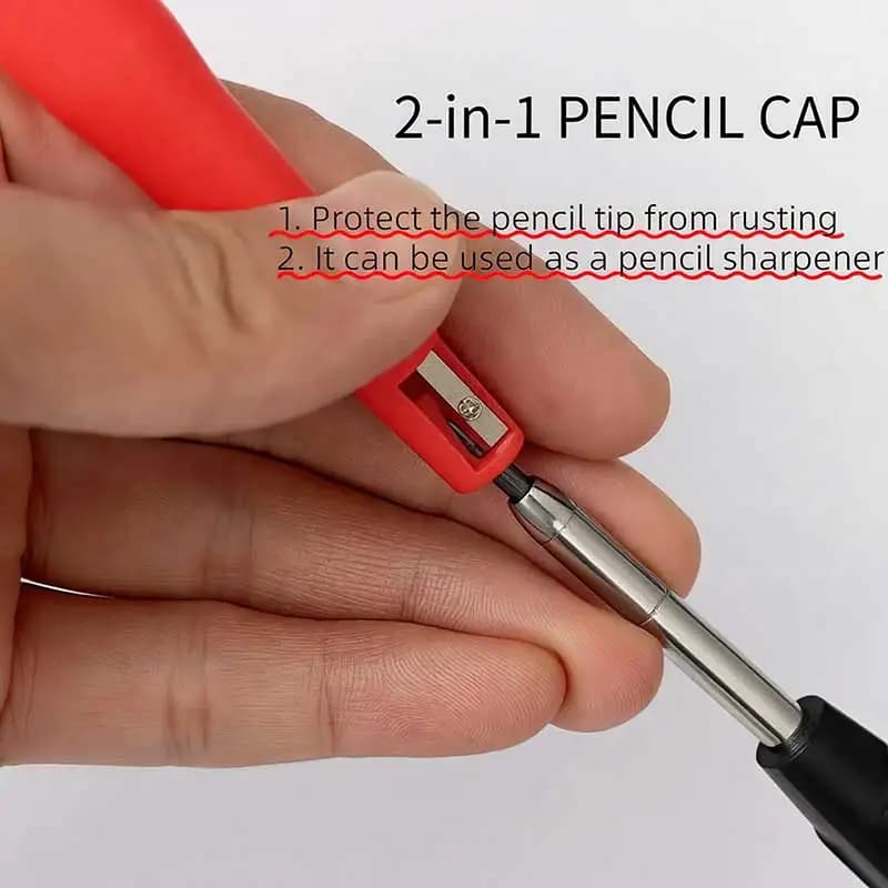 Longlife Automatic Pencil with Sharpener Metal Solid With Holder Deep Hole Mechanical Marker Stand Pocket Clip Tool Woodworking - 4