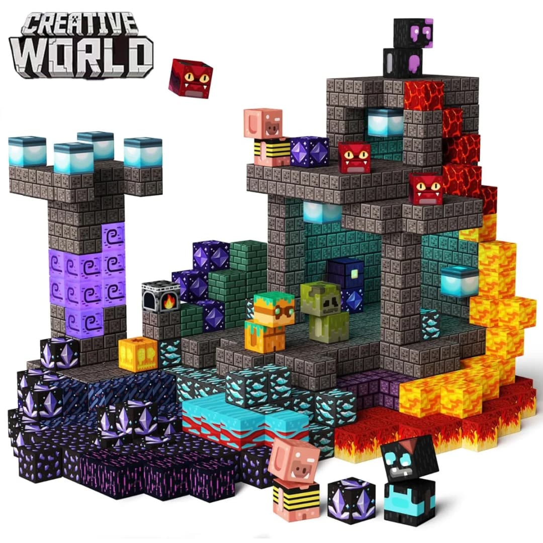 اللبنات المغناطيسية الألغام العالم المغناطيسي الكهف العالم الطوب مكعب مجموعة ألعاب الجذعية الحسية 2025 أفضل هدية لصبي فتاة الأطفال