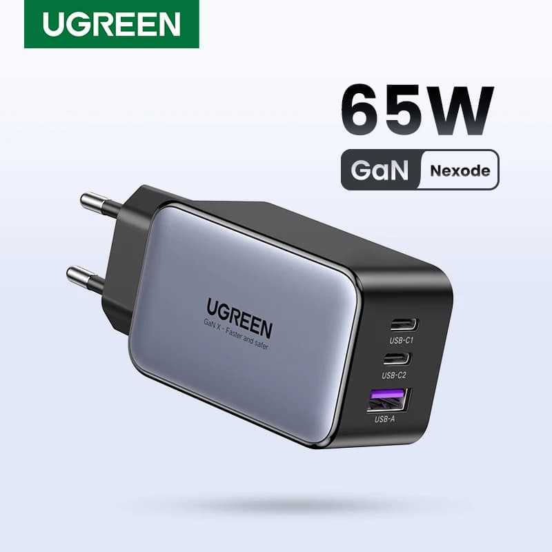 شاحن UGREEN 65 واط GaN شحن سريع 4.0 3.0 Type C PD شاحن هاتف سريع USB لجهاز Macbook Pro Laptop iPhone 17 15 15 Pro