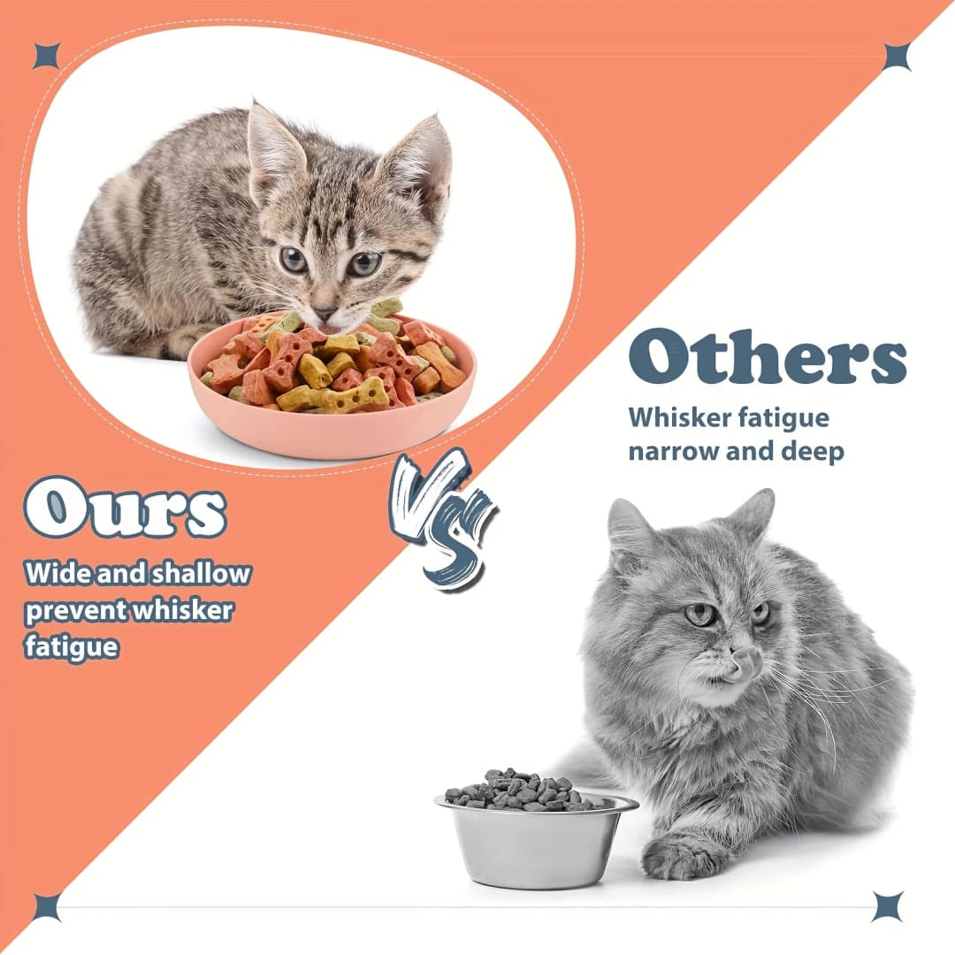Pack of 4 whisker-friendly cat bowls - Shallow, non-slip, colorful feeding dishes for easy eating - Perfect for small cats, kitt - 3