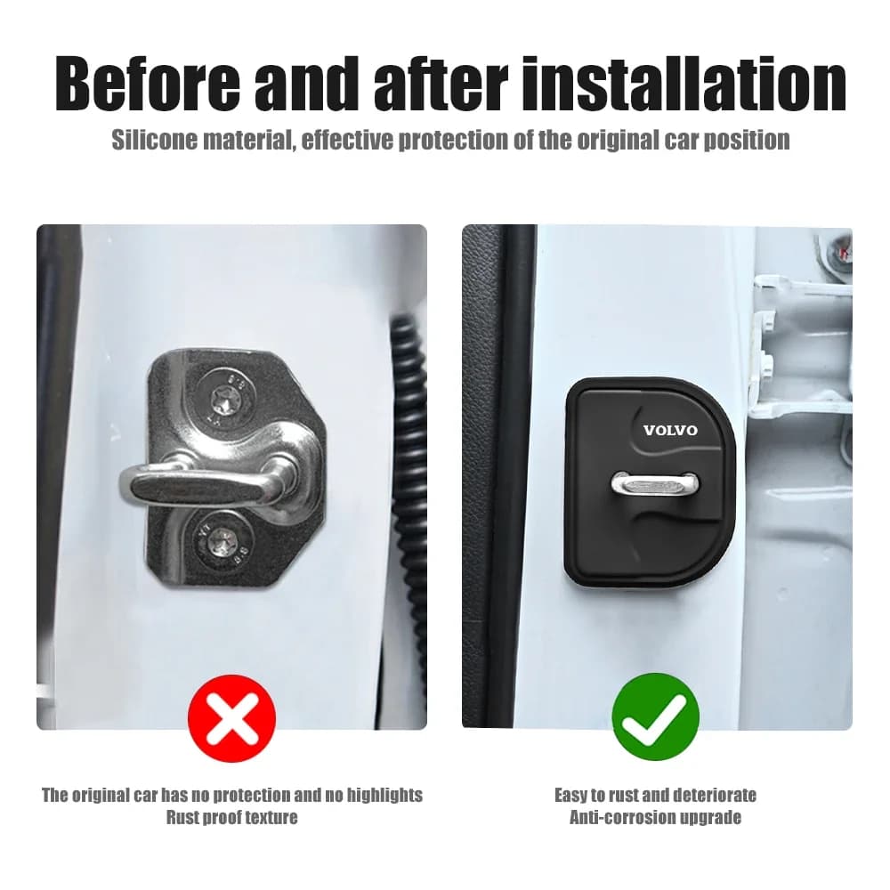 غطاء قفل باب سيارة من السيليكون مع ممتص صدمات لسيارات فولفو XC90 V90 V60 XC60 V40 EC40 EX40 S80 S60 S90 C40 XC40 V70 - 2