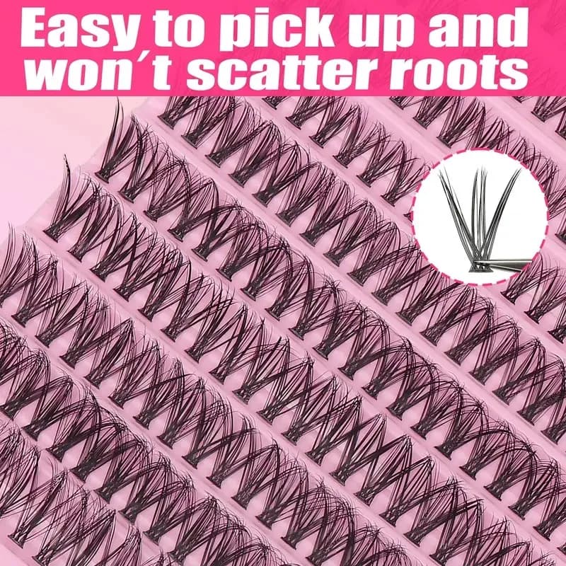 200Pcs DIY Personal Lashes 40P Eyelash Cluster Natural Look Wispy Lashes 9-16MM D Curly Hair Personal Clusters Lashes Fluffy - 4