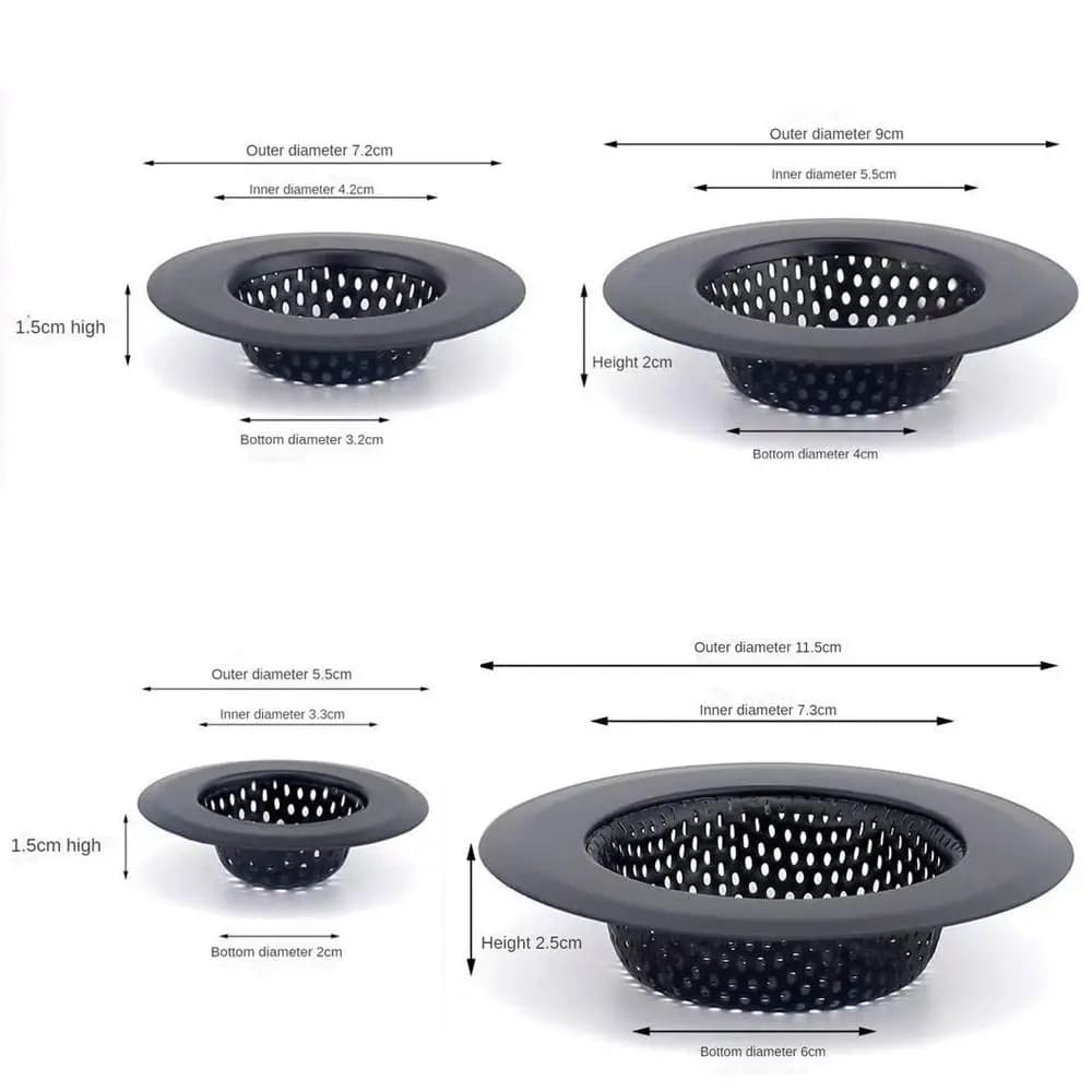 Stainless Steel Sink Strainer Black Anti Clog Mesh Trap Hair Clean Up With Handle Drain Filter Kitchen Bathroom Accessories - 6