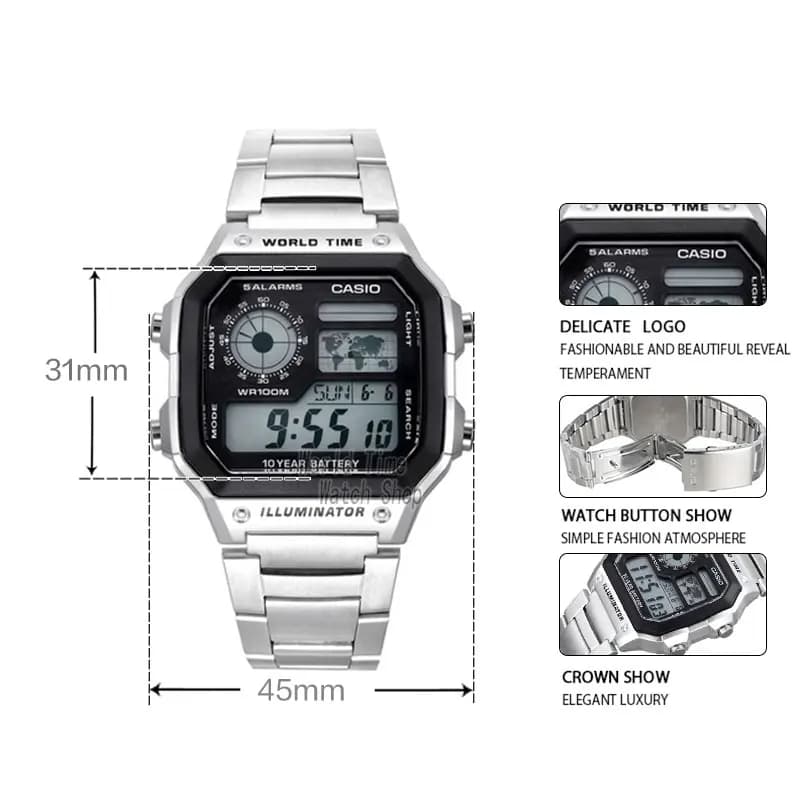 ساعة Casio رجالية فاخرة رقمية وعسكرية مقاومة للماء - 4