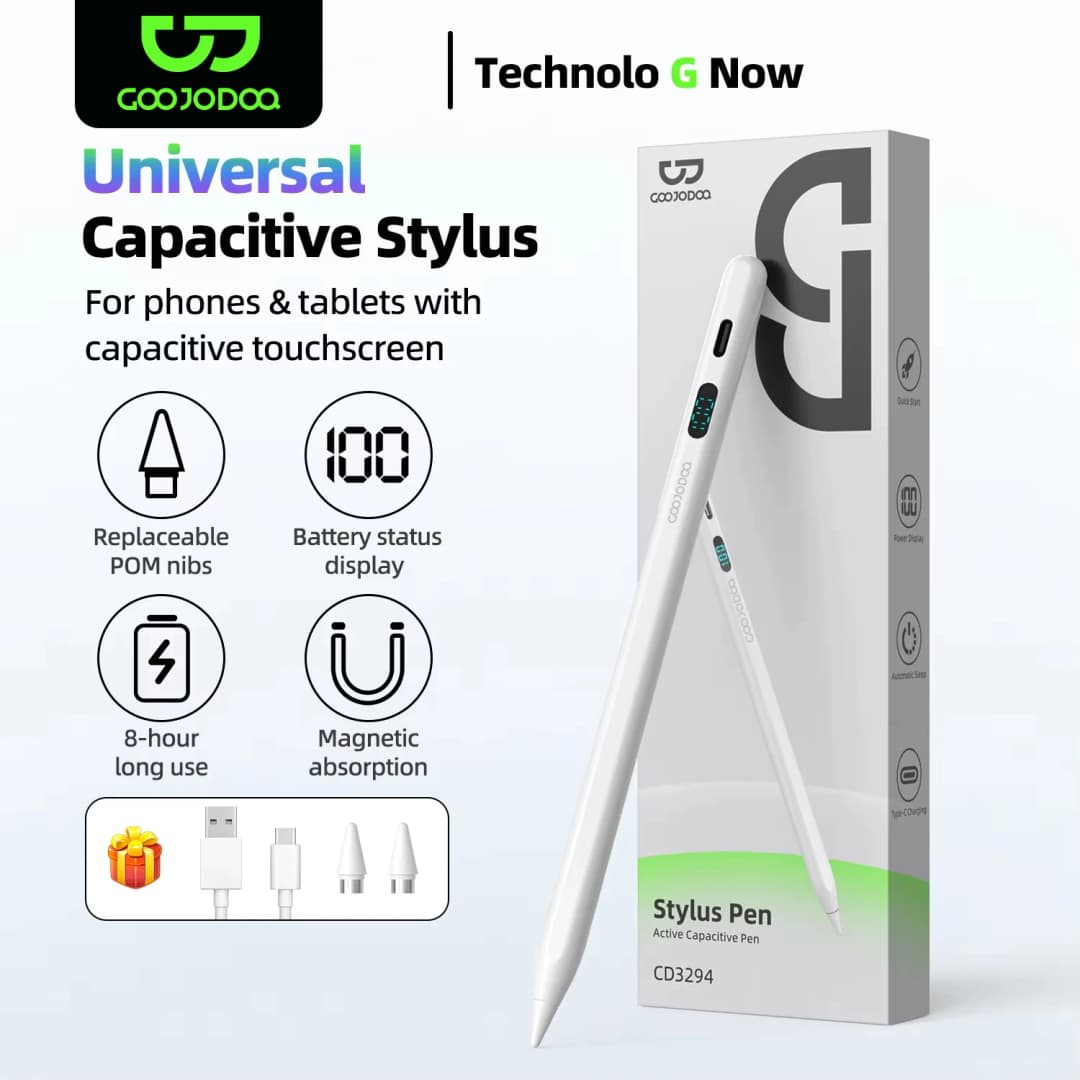قلم ستايلس سعوي ذكي عالمي لأجهزة أندرويد وآي أو إس قلم لوحي بشاشة LED لأجهزة آيباد وسامسونج وهواوي وشاومي قلم لمس للهواتف والأجهزة اللوحية