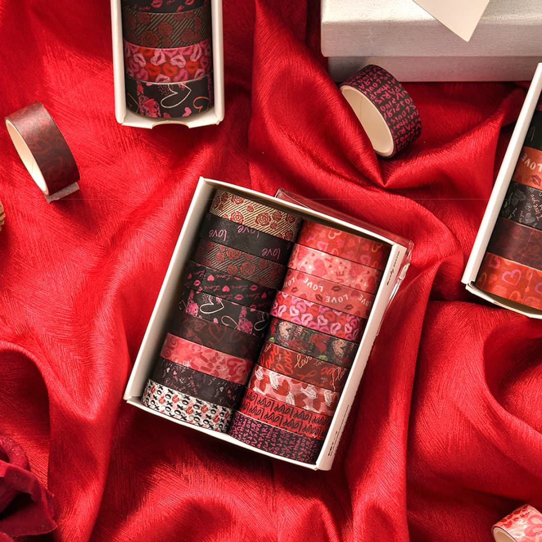 مجموعة أشرطة واشي ليوم الحب، أدوات مكتبية، أشرطة لاصقة زخرفية رومانسية DIY لتزيين الغرف والحفلات والمهرجانات - 6