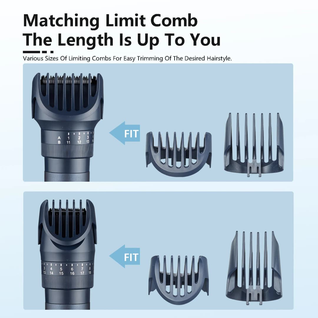 HOMEFISH 5 IN 1 Men's Electric Shaver IPX6 Waterproof Beard Trimmer Rechargeable Cordless Hair Clipper Body Grooming Kit - 6