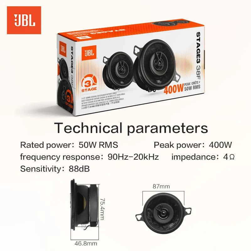 JBL Car Audio Speaker 3.5-Inch Coaxial Speaker, Tweeter and Midrange Stage 3, JBL Official Genuine Stereo Speaker 3.5-Inch GX328 - 4