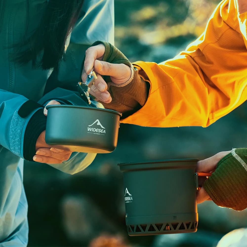 Outdoor Camping Pot 1.3L 2.3L Cookware Outdoor Cooking Kettle Set Heat Cooker Travel Tableware Tourist Kitchen Utensil Equipment - 6