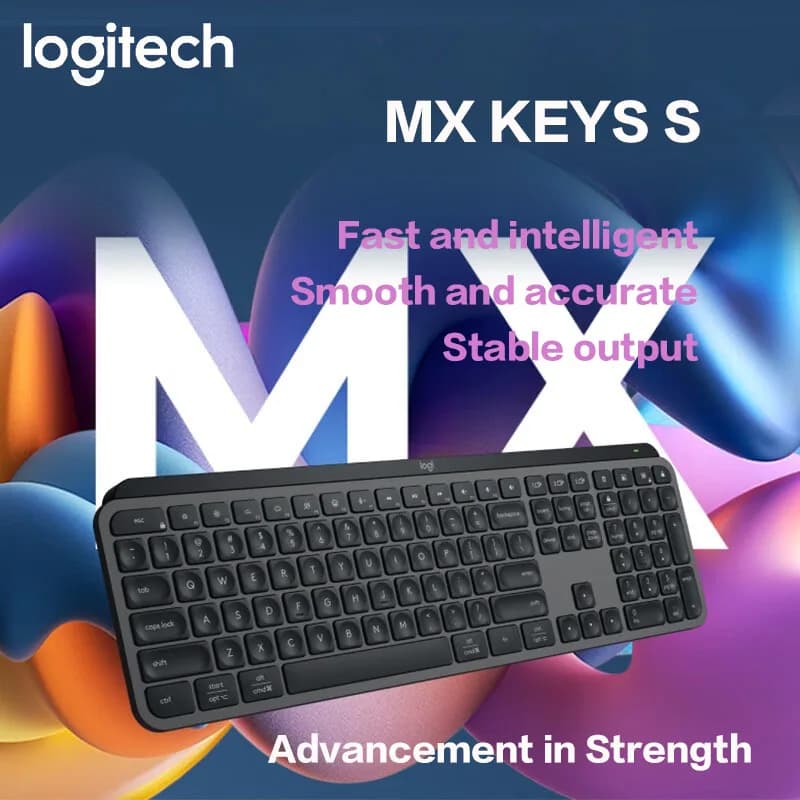 Logitech MX Keys S Wireless Office Keyboard - Smart Illuminated, Multi-Device Ergonomic w/ Logi Bolt, Low Profile & Portable