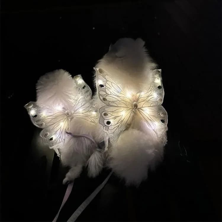Glowing Butterfly Wings Dog Harness & Summer Outfit for Small Dogs - Adorable Chest Decor for Dogs Cats Pomeranian Teddy Bichon - 4