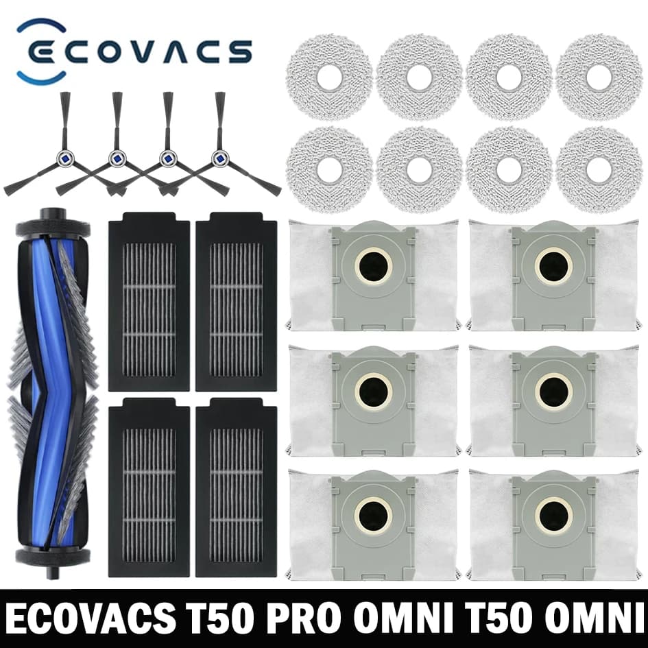 ECOVACS T50 PRO OMNI / T50 OMNI Robot Vacuum Replacement Part Accessory Main Side Brush Hepa Filter Mop Dust Bag