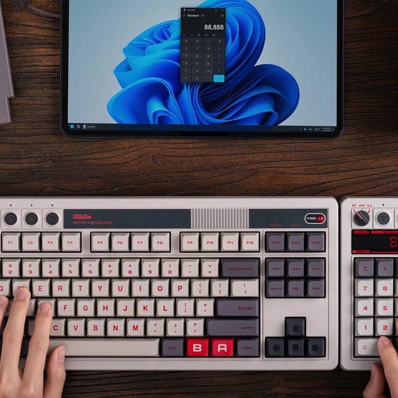 8BitDo - لوحة أرقام ميكانيكية Retro 18، تدعم وضع الآلة الحاسبة، لوحة أرقام بلوتوث/2.4G/سلكية لWindows وأندرويد - 4