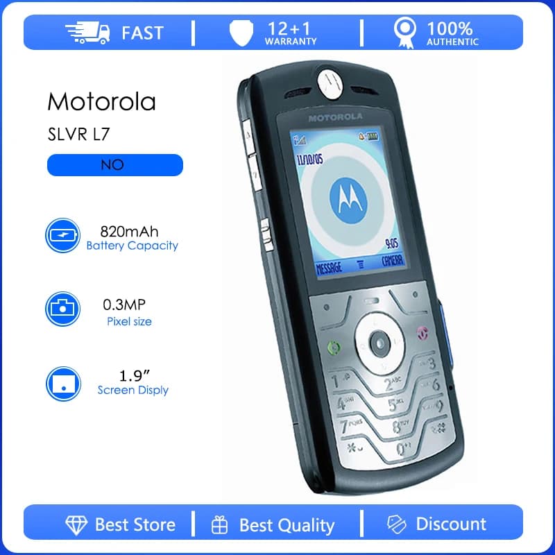 Refurbished Motorola SLVR L7  Original L7 Detachable Battery 820mAh Cell Phone Wholesale Free shipping