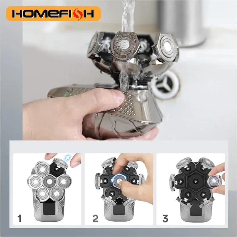 رؤوس حلاقة استبدال للرجال 7 شفرات رؤوس عائمة قابلة للغسل ماكينة حلاقة كهربائية 7D مجموعة أدوات تشذيب