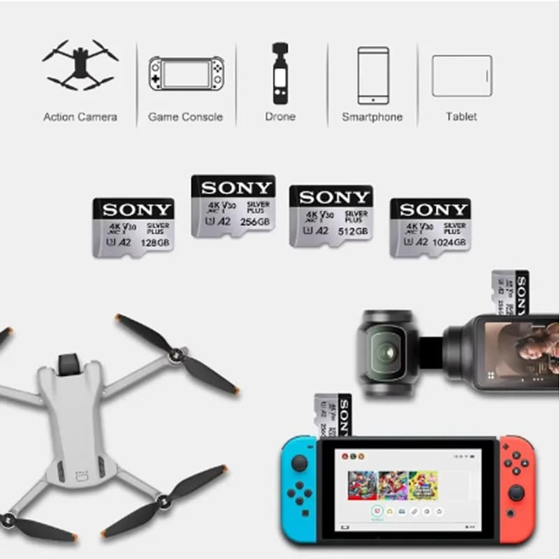 بطاقة ذاكرة Sony Extreme Micro SD، سرعة عالية U3 V30، ذاكرة فلاش 4K HD، 512 جيجابايت، 128 جيجابايت، 256 جيجابايت، 1 تيرابايت، لتخزين الملفات والهاتف والكمبيوتر - 4