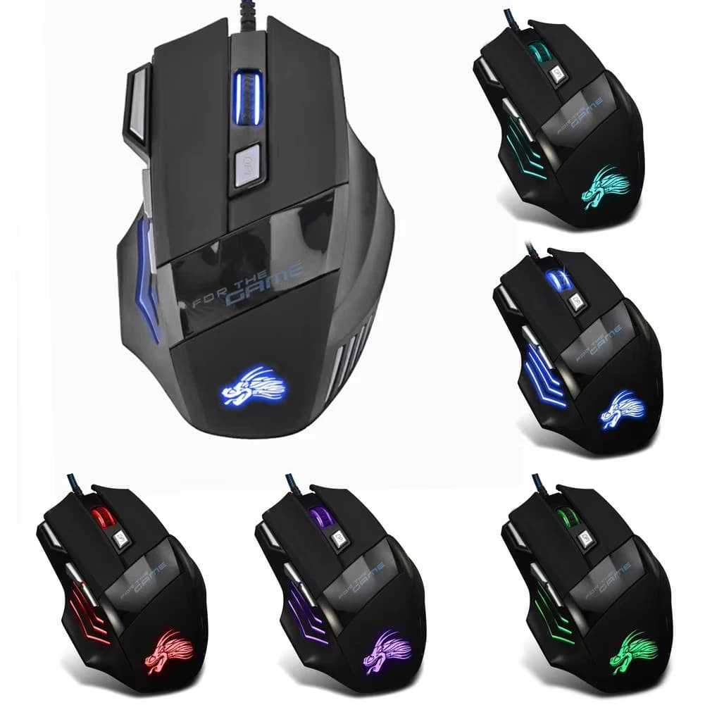 USB Wired Gaming Mouse 7 Button Backlit Ergonomic Mice 5500 DPI Backlight Adjustable Optical Mice for PC Gamer Computer Desktop - 6