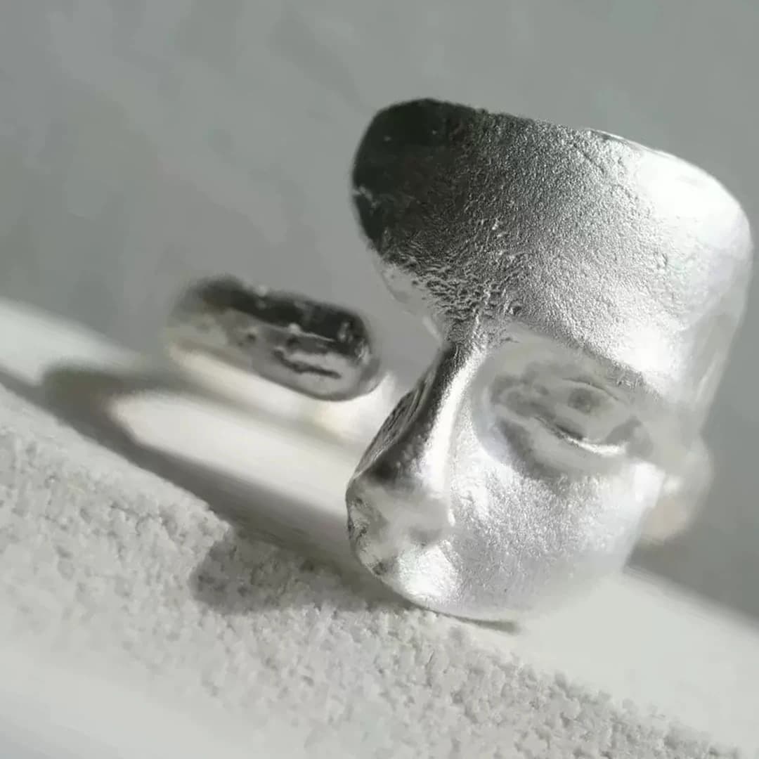 Sam Panda 925 Sterling Silver Mask Ring For Women Gift Frosting Vintage Irregular Personality Punk Jewelry Dropshipping - 4