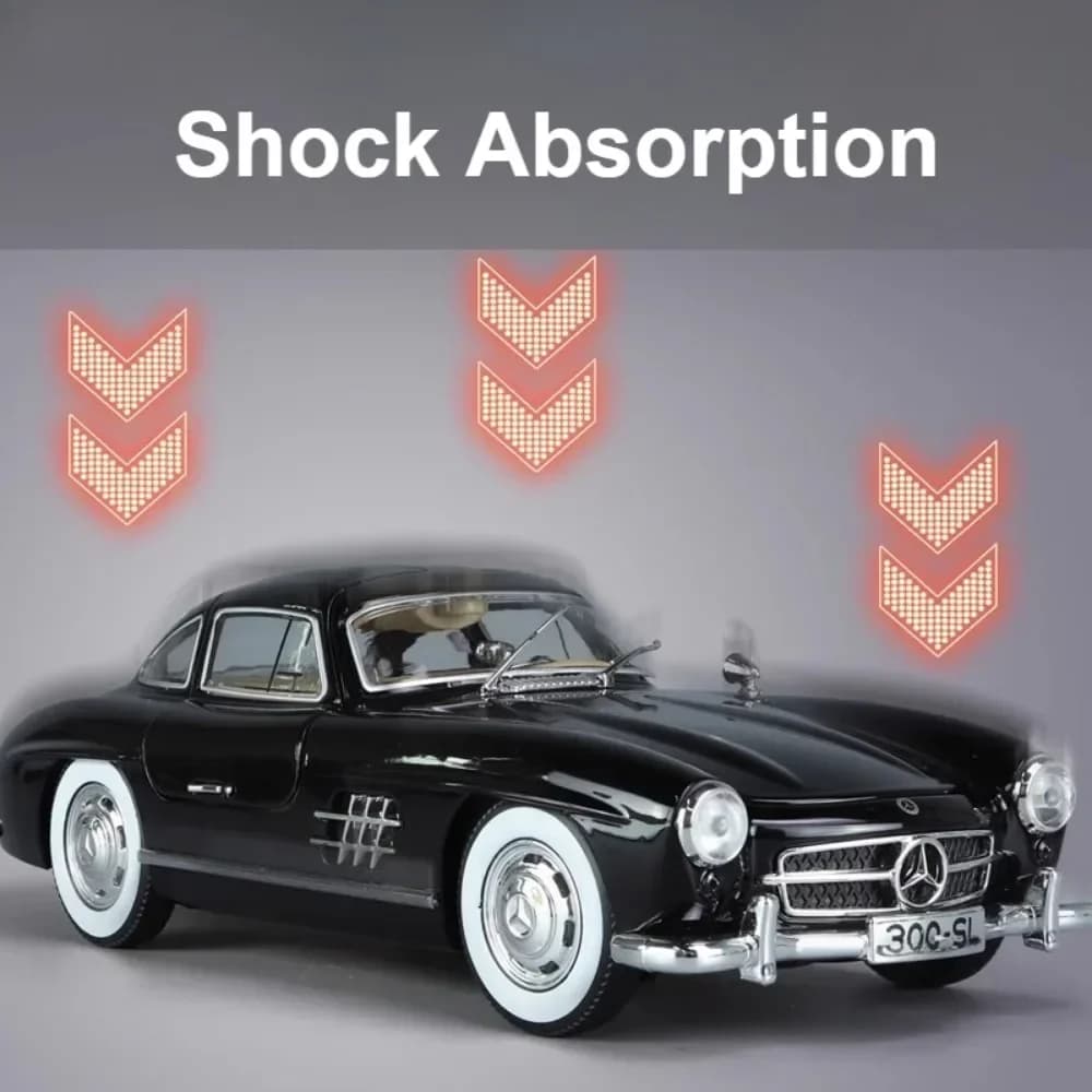 سيارة 300SL كلاسيكية، مقياس 1:24، سبيكة معدنية، مع أصوات وأضواء، هدية للأطفال - 4