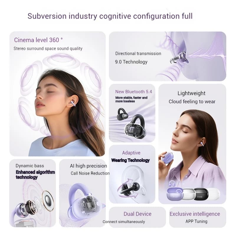 HAYLOU Airfree Small C-ring Wireless Earphone AI Noise Reduction Stereo Sound Low Latency Bluetooth 5.4 Custom Gaming Earphones - 5