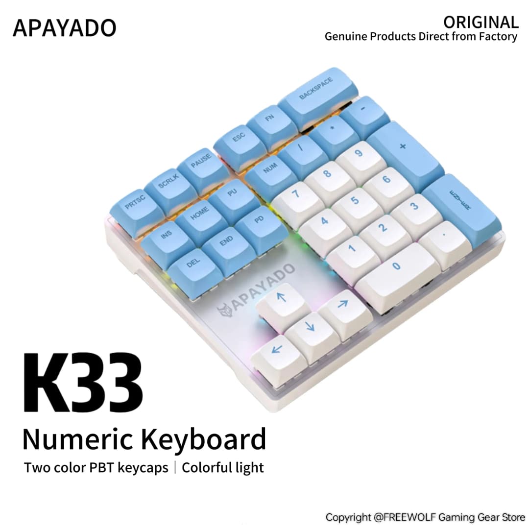 K33 Mini Digital Mechanical Keyboard APAYADO,33 Keys,Wired Connection,RGB Backlighting,Type-C Interface with Separate Key Cable
