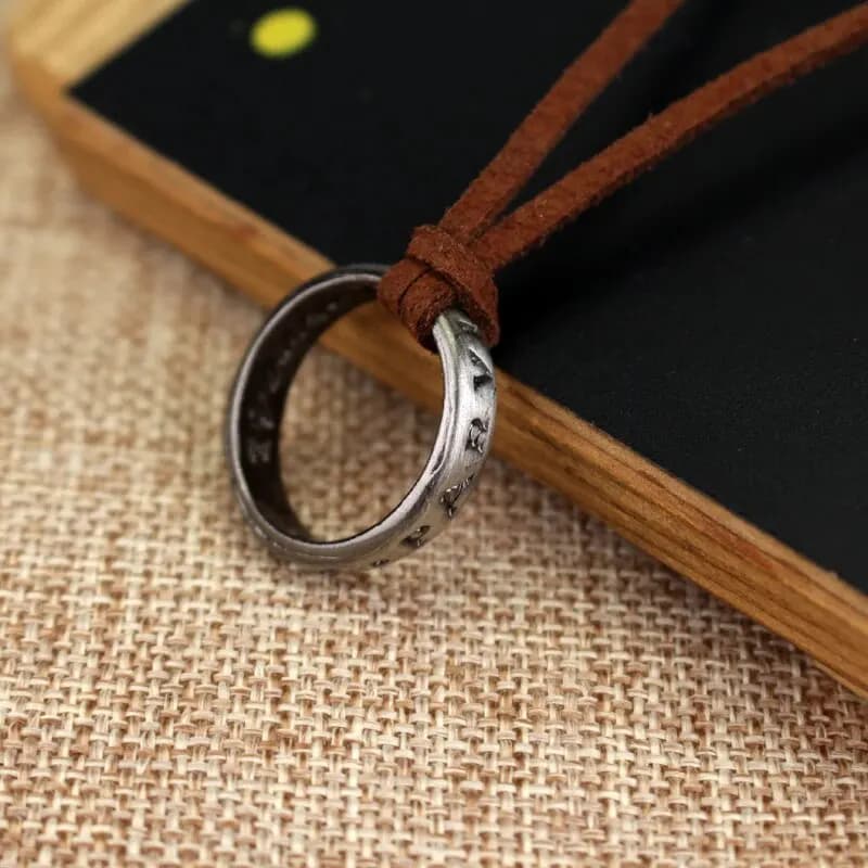 Movie Game Uncharted 4 Necklace Nathan Drake Cosplay Ring Leather Code Ancient Vintage Pendant Jewelry Prop - 3