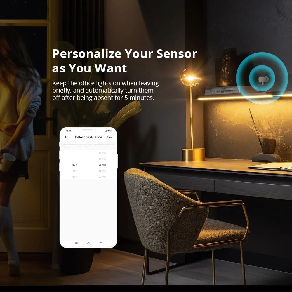 مستشعر وجود بشري SONOFF SNZB-06P Zigbee 3.0، مستشعر حركة 5.8GHz، كاشف ذكي، متوافق مع Zigbee Hubs / Home Assistant / Alexa - 5
