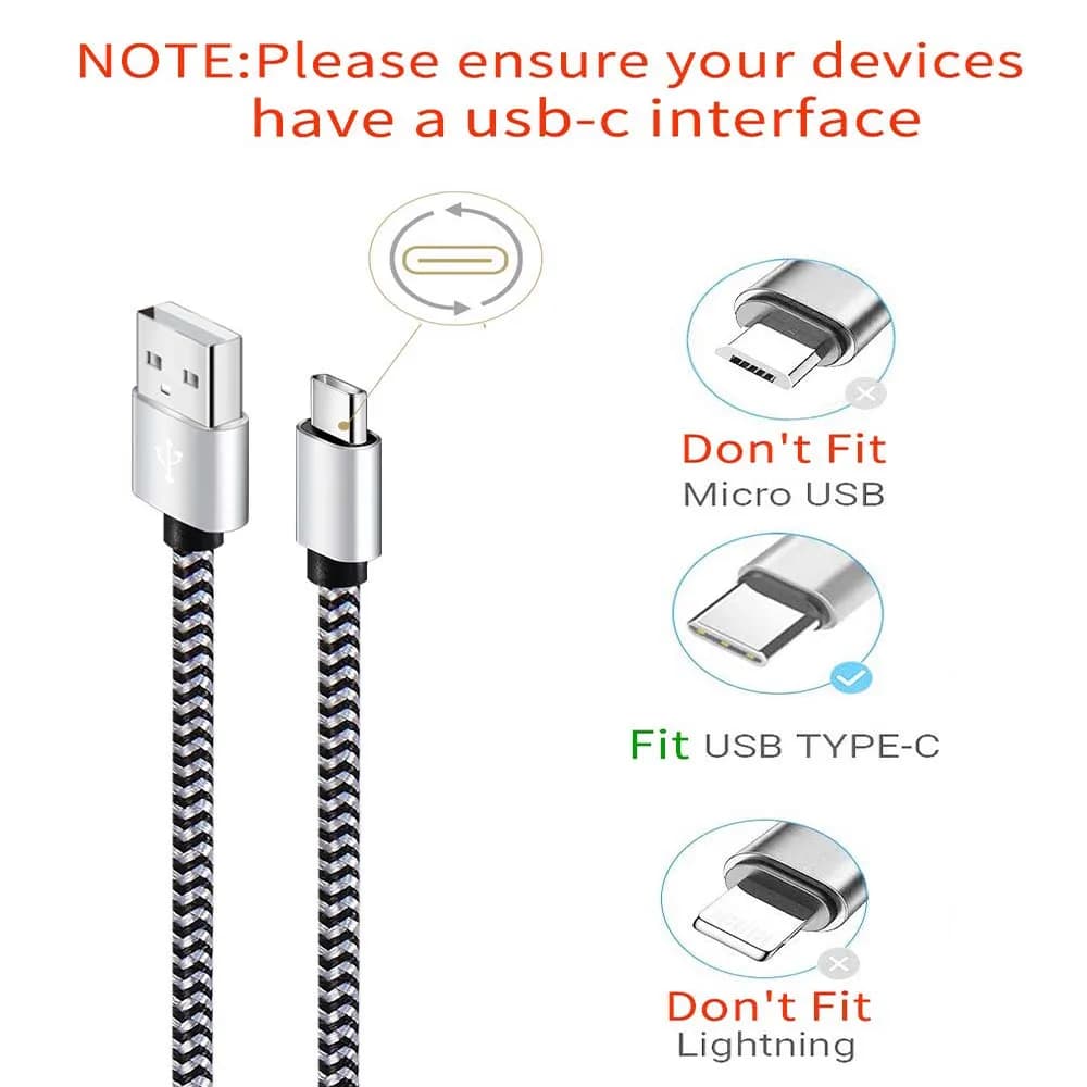 1-3Pcs USB Type C Cable Fast Charging Battery Charger Wire Woven Nylon Data Cable Mobile Phone Charger For Huawei Samsung USB C - 2