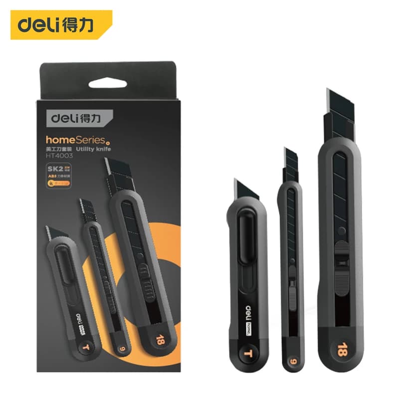 Deli 1/3 Pcs Utility Knife Set Art Knife Sets electrician Portable Tool Multifunction Unboxing Knifes for Office Home Supplies - 3
