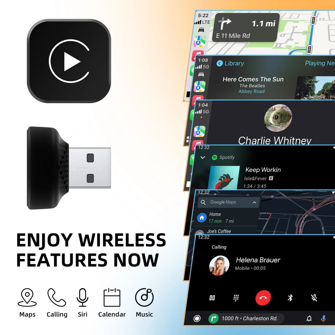 محول عالمي 2in1 لاسلكي CarPlay وAndroid Auto، صندوق صغير ذكي للسيارات السلكية، تشغيل فوري، WiFi اتصال سريع - 3