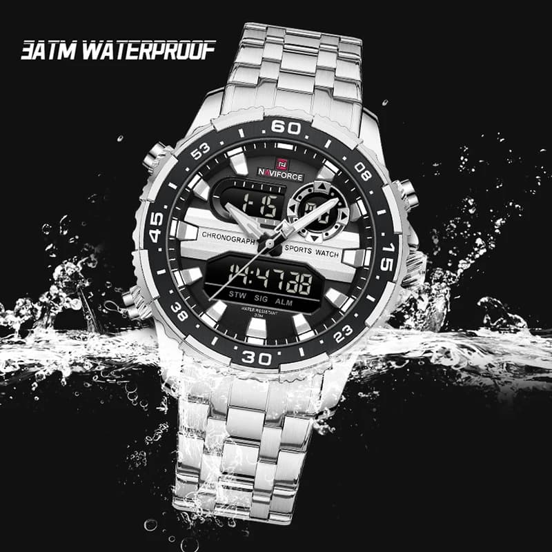 Men's Watches NAVIFORCE Original Trend Brand LCD Display Analog Digital Quartz Man Clock 30m Waterproof Luminous Male Wristwatch - 2